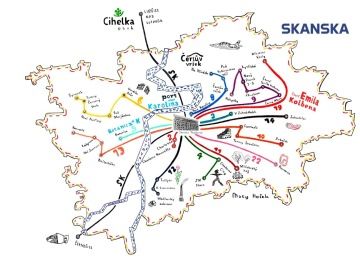 25 let Skanska rezidenčního developmentu v mapě Prahy - Maappi, Maty Hošek